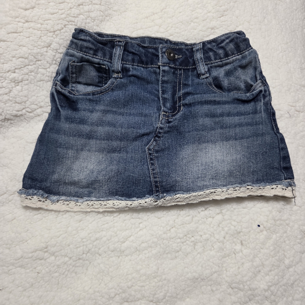 Mudd Blue Denim Skort with Lace Detail